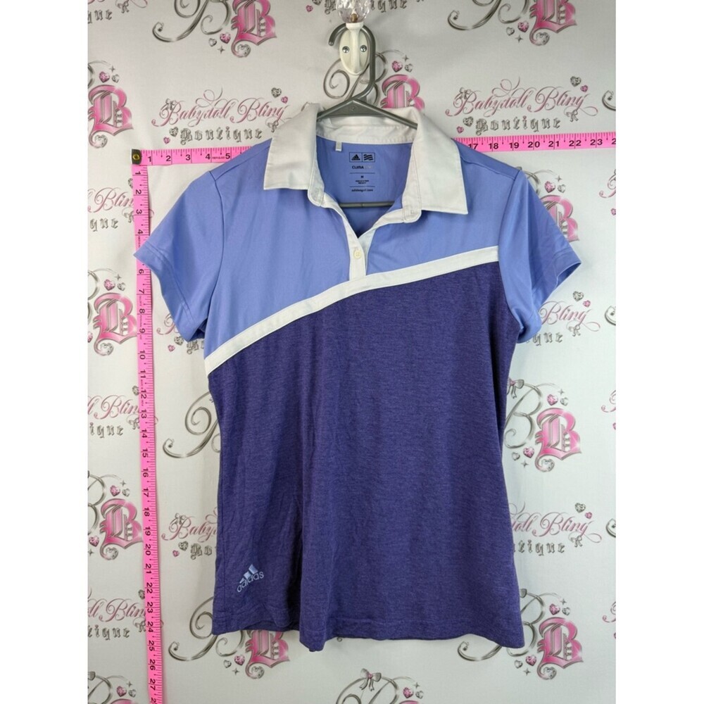 adidas Short Sleeve polo Tee with a Lavender, Purple and White Trim, Casual